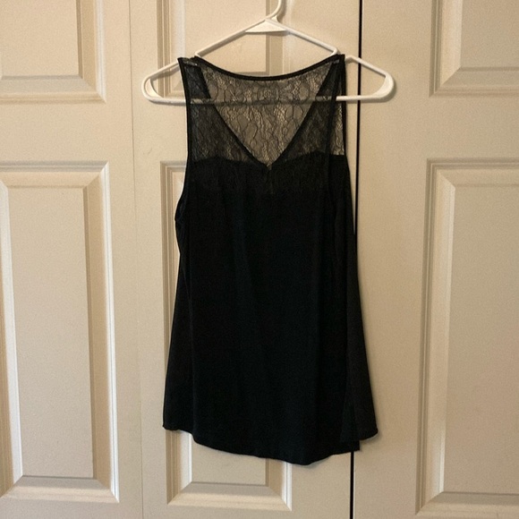 Express women’s small black zip front semi sheer lace yoke & back tank summer - Picture 2 of 6